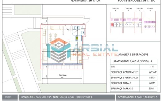 Shitet Apartament 1+1, 68m2, Kompleks Vilash, Uji i Ftohtë, Vlorë